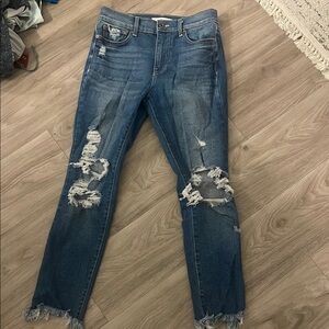 Distressed Blue Jeans